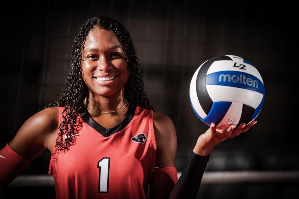 Alaleh Tolliver (1), from North Central High School, is photographed for the IndyStar 2023 High School Girls Volleyball Super Team on Tuesday, August 1, 2023, at The Academy Volleyball Club in Indianapolis.
