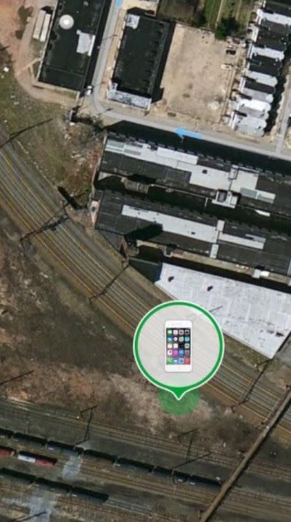 When the author's husband couldn’t reach her on the night of the crash, he used the Find My iPhone app to figure out her phone's location. This screenshot, showing it off the track at the accident site, confirmed his fears. (Photo: Courtesy of Geralyn Ritter)