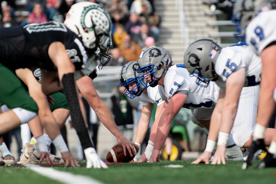 Quakertown and Pennridge face off during the annual Thanksgiving game at Helman Field in Perkasie on Thursday, November 25, 2021. The Panthers shut out the Rams 21-0.