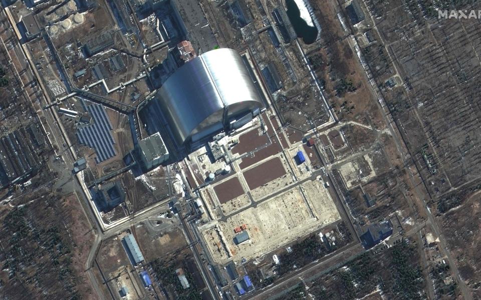 Maxar satellite image taken and released on March 10 of the Chernobyl nuclear power plant - Maxar Tech/AFP via Getty Images