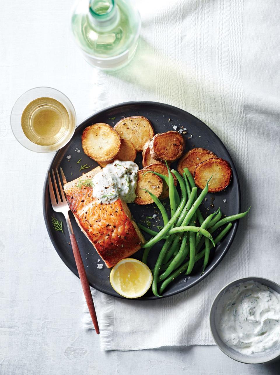 Salmon with Potatoes and Horseradish Sauce