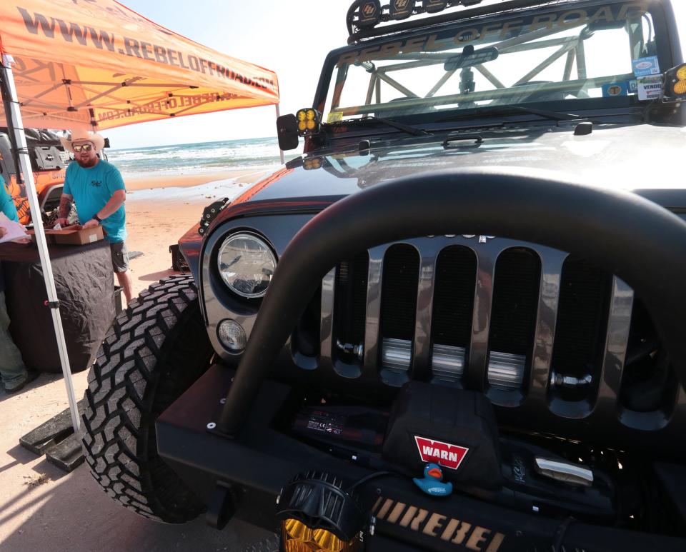 Steve Scofield, sales manager with custom equipment company Rebel Off Road, was among the vendors at the "Jeeps at the Rock" event on Wednesday behind the Hard Rock Hotel in Daytona Beach. The two-day Hard Rock event, which continues on Thursday, is part of the weeklong Jeep Beach celebration.