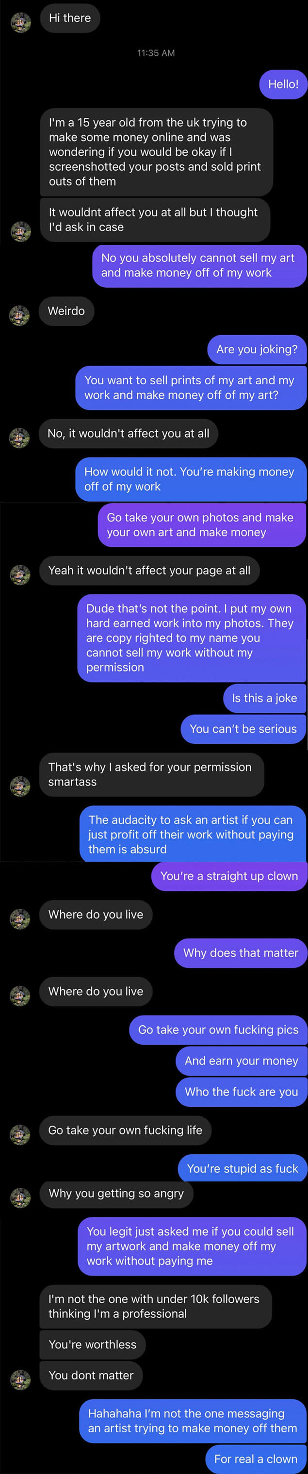 "For real a clown"