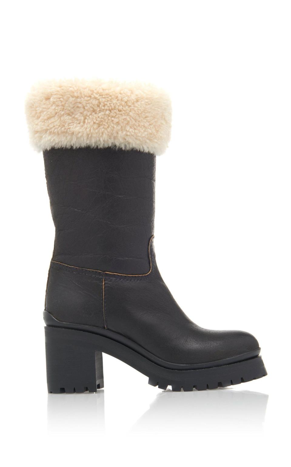 5) Shearling-Trimmed Leather Boots