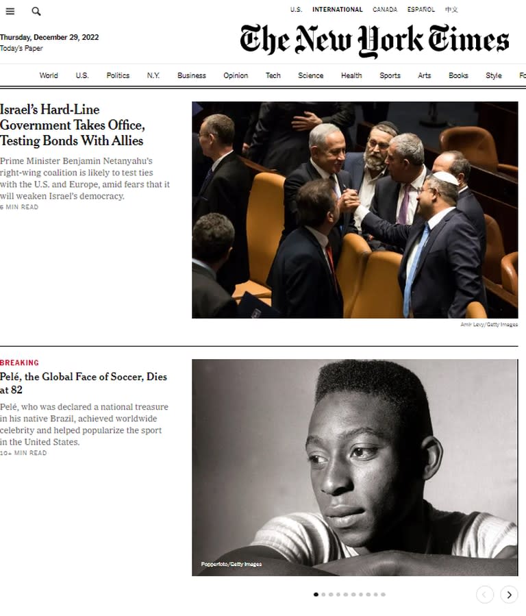 La muerte de Pelé, según The New York Times