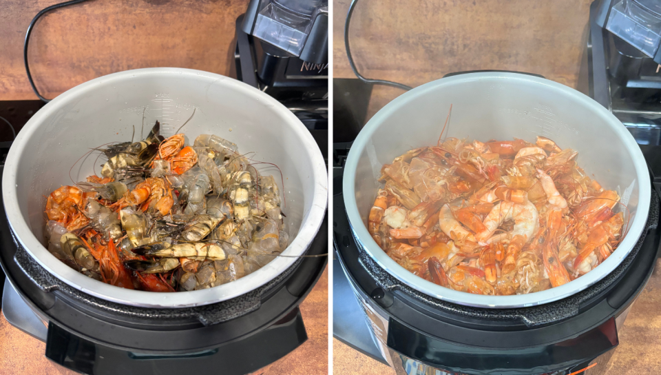 The saute function of the Ninja 11-In-1 SmartLid Multi-Cooker, before and after. (Photo: Stephanie Zheng)