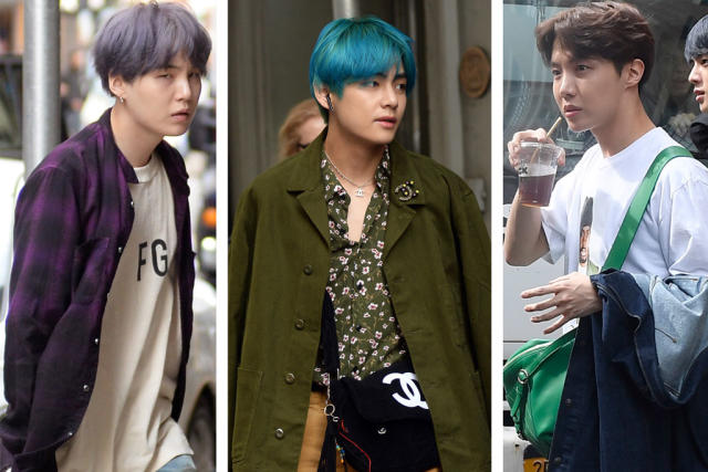 BTS' J-hope Sports Long Purple Hair and Several Different Outfits