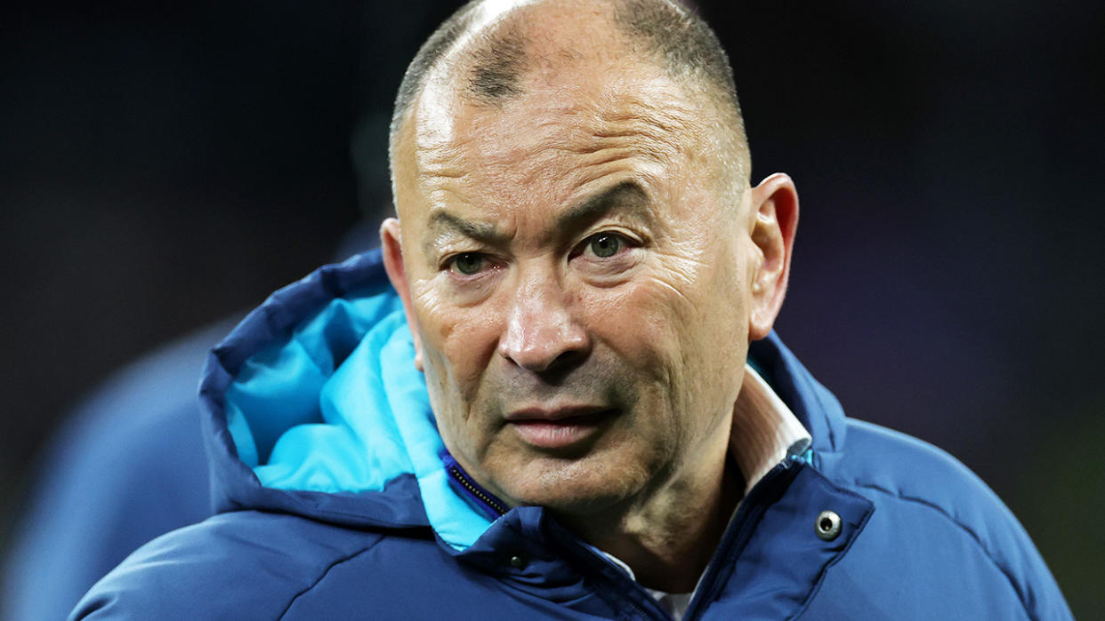 Eddie Jones is pictured after a rugby match as England coach.