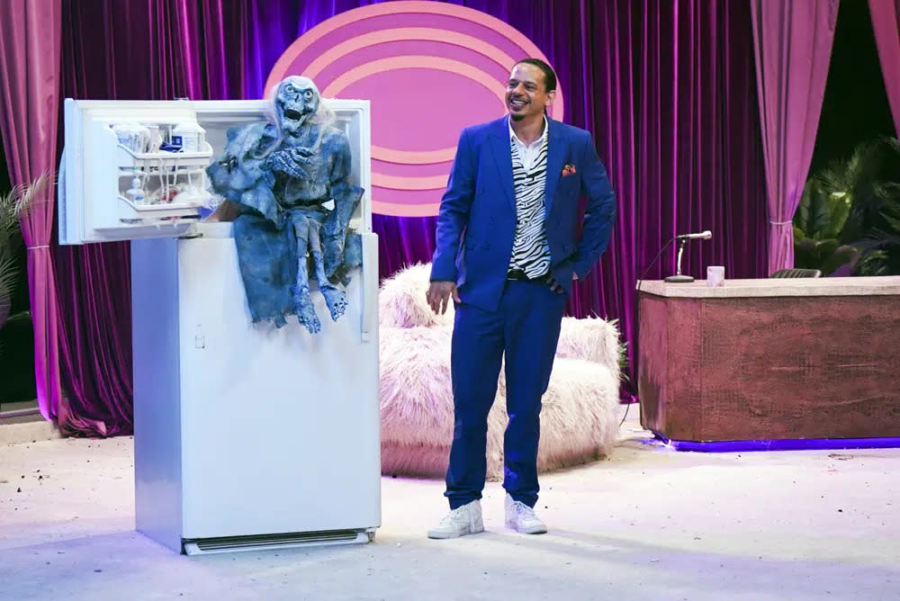 This image released by Adult Swim shows Eric Andre in a scene from “The Eric Andre Show,” premiering its sixth season on Sunday. (Tyler Golden/ Adult Swim via AP)