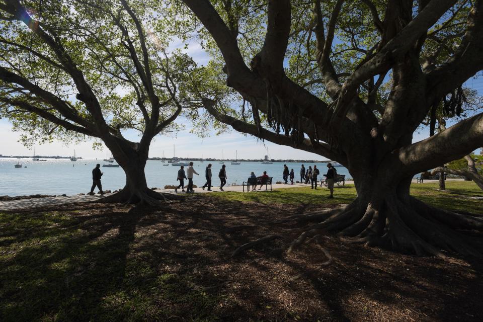 Sarasota’s Bayfront Park offers a great place to stroll and take in views of the bay.