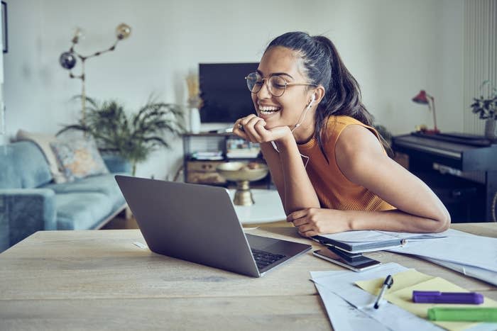 A woman on her laptop