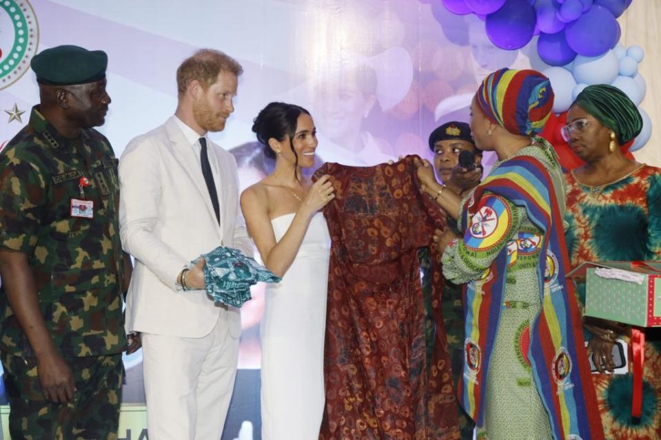During their brief trip, the Sussexes were showered with an array of gifts, ranging from artwork and clothing, to jewelry and literature. Getty Images for The Archewell Foundation