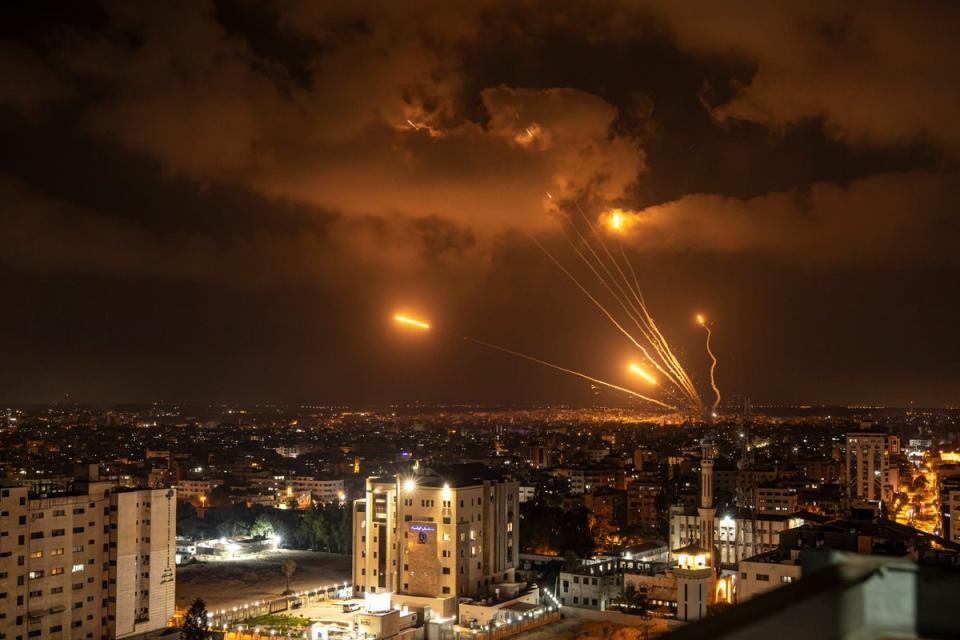 Rockets fired by Palestinian militants toward Israel on Friday (Copyright 2022 The Associated Press. All rights reserved)