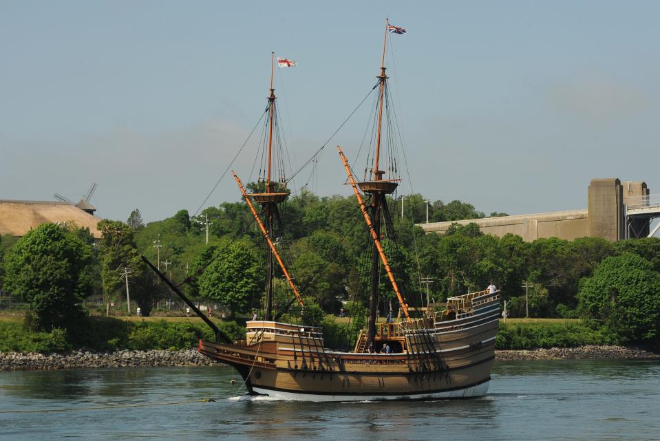 The Mayflower II transits the Cape Cod Canal in June 2016.