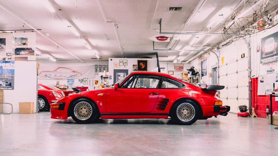 The 1982 Porsche 911 Turbo Slantnose from the side