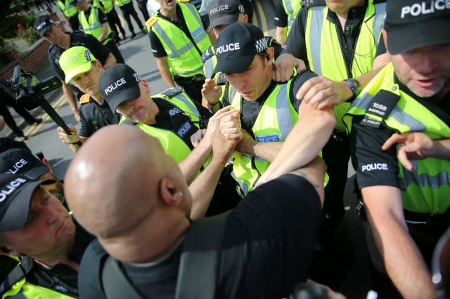 Police and protestors