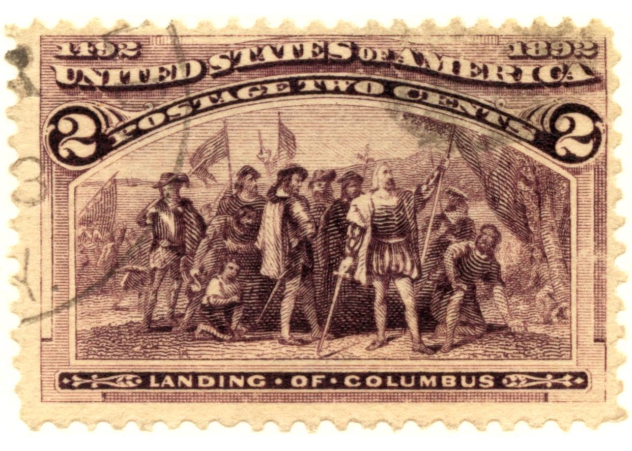 The 2¢ Landing of Columbus is the most common stamp of the Columbian Issue