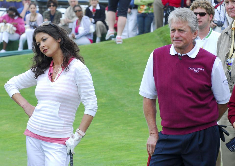 Catherine Zeta Jones & Michael Douglas attend the 9th Annual Michael Douglas & Friends Celebrity Golf Event held at the Trump National Golf Club in Rancho Palos Verdes. Picture: UK Press