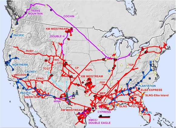 A map of Kinder Morgan's infrastructure network