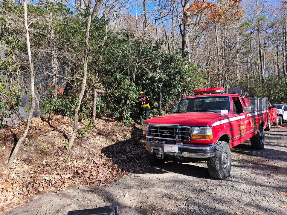 Crews are on the scene of a large brush fire on Nov. 3 in Edneyville.