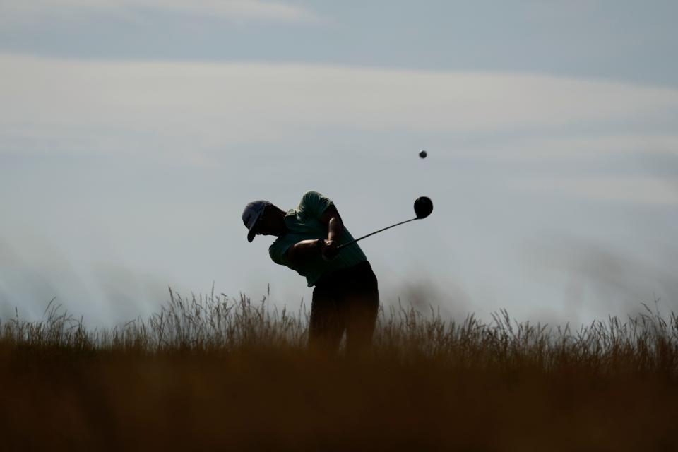 Luke Gannon hits on the 10th hole during the first round of the U.S. Open golf tournament at The Country Club, Thursday, June 16, 2022, in Brookline, Mass.