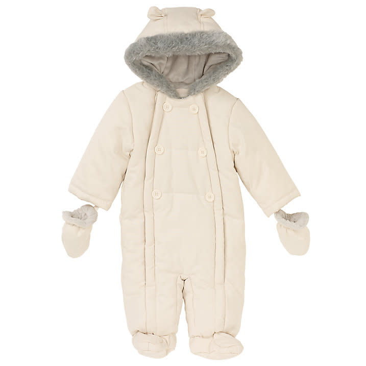 <p><em><a rel="nofollow noopener" href="https://www.johnlewis.com/john-lewis-baby-wadded-snowsuit/p399473?s_afcid=af_78888&tmad=c&awc=1203_1509025792_745be2ae04ffb6414eb5d6ca1e32ab24&tmcampid=48" target="_blank" data-ylk="slk:John Lewis;elm:context_link;itc:0;sec:content-canvas" class="link ">John Lewis</a>, £30 ($42)</em> </p>