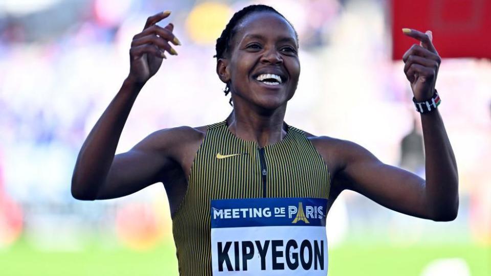 Faith Kipyegon celebrates