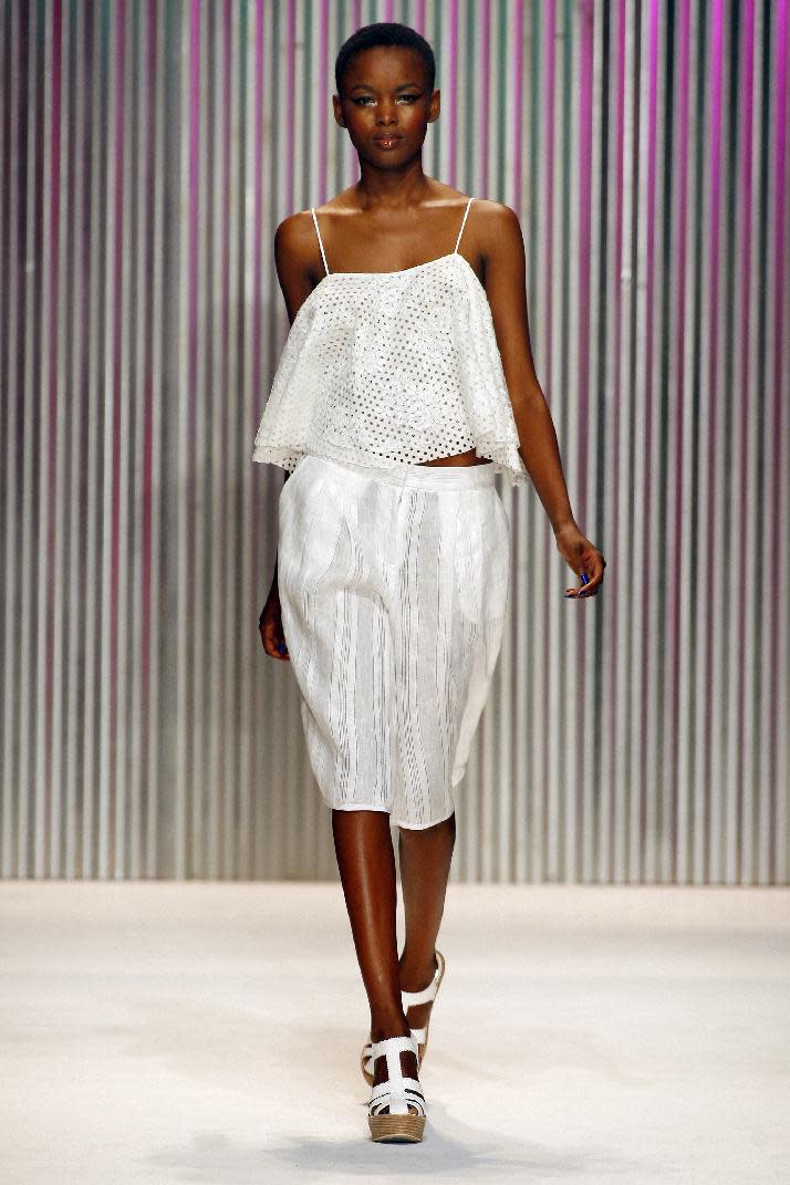 In this photo provided by Tracy Reese, the Tracy Reese Spring 2014 collection is modeled during Fashion Week, Sunday, Sept. 8, 2013, in New York. (AP Photo/Tracy Reese, Edward James)