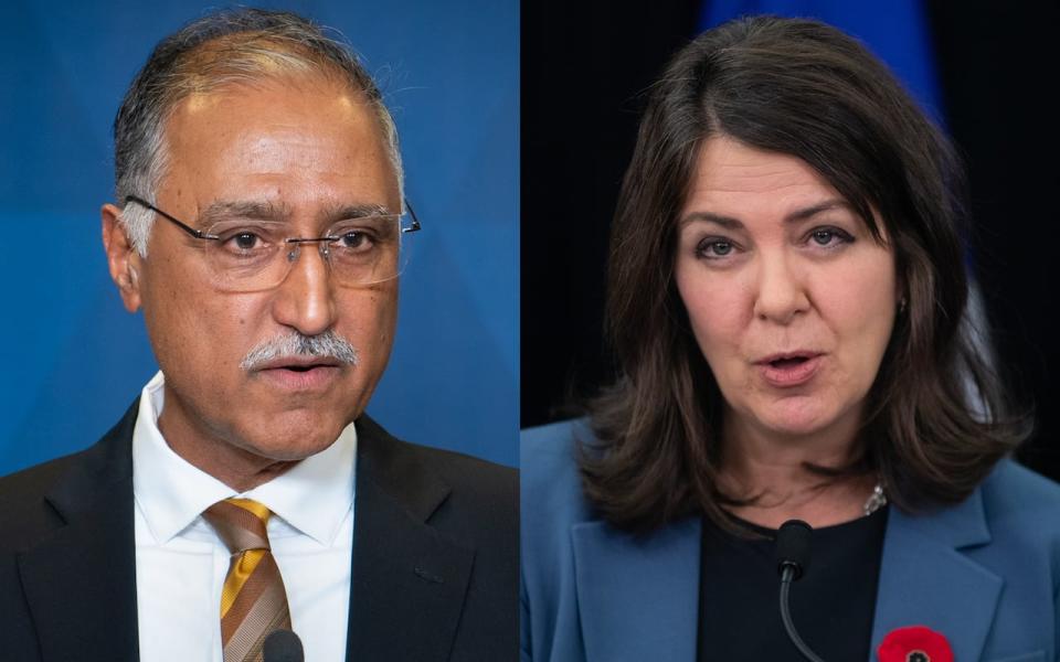 Edmonton Mayor Amarjeet Sohi outlines nine ways Alberta Premier Danielle Smith's government could help the city financially in a letter released publicly on Tuesday. (Manuel Carrillos Avalos/Radio Canada and Jason Franson/The Canadian Press - image credit)