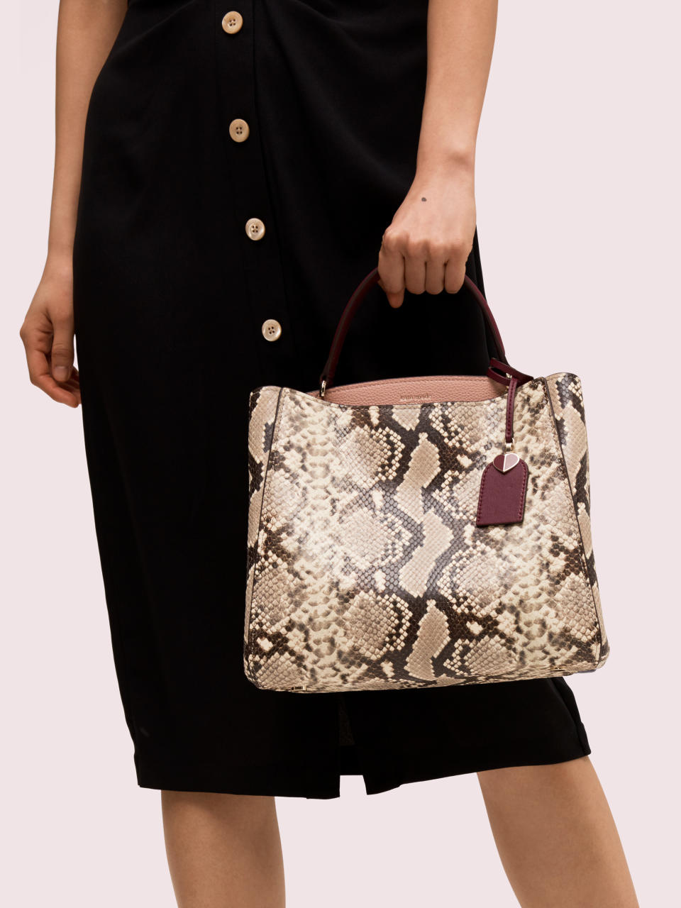 Fleur Embossed Snake Medium Top Handle Satchel