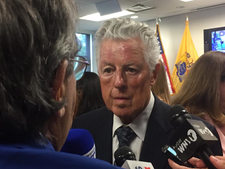 Former Gov. James "Jim" Florio answers questions at a 2019 event praising Camden's progress and tax breaks.