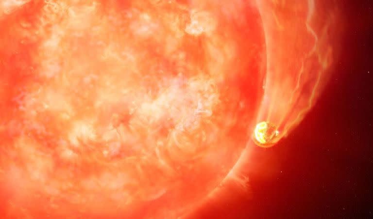Imagen ilustrativa de una estrella que devora un planeta