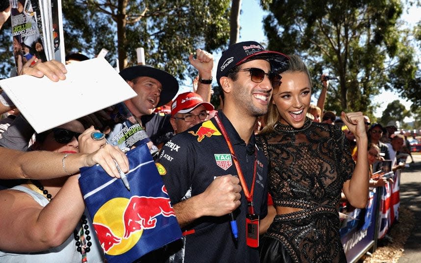 Daniel Ricciardo with model Brooke Hogan - Credit: GETTY IMAGES