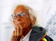 FILE PHOTO: Bulgarian-born artist Christo Vladimirov Yavachev, known as Christo, attends a news conference during the presentation of the installation 'The Floating Piers' on the Lake Iseo