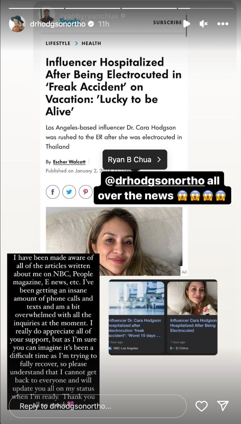 Screenshot of Dr. Cara Hodgson's Instagram story