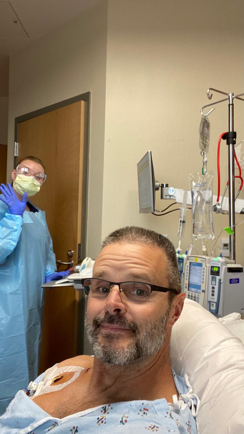 South Walton Fire District Lt. Steve Newsom receives treatment for multiple myeloma after his diagnosis in April 2020. Newsom is one of hundreds of firefighters who have been diagnosed with occupational cancer over the past decade.