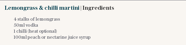 Lemongrass & chilli martini | Ingredients