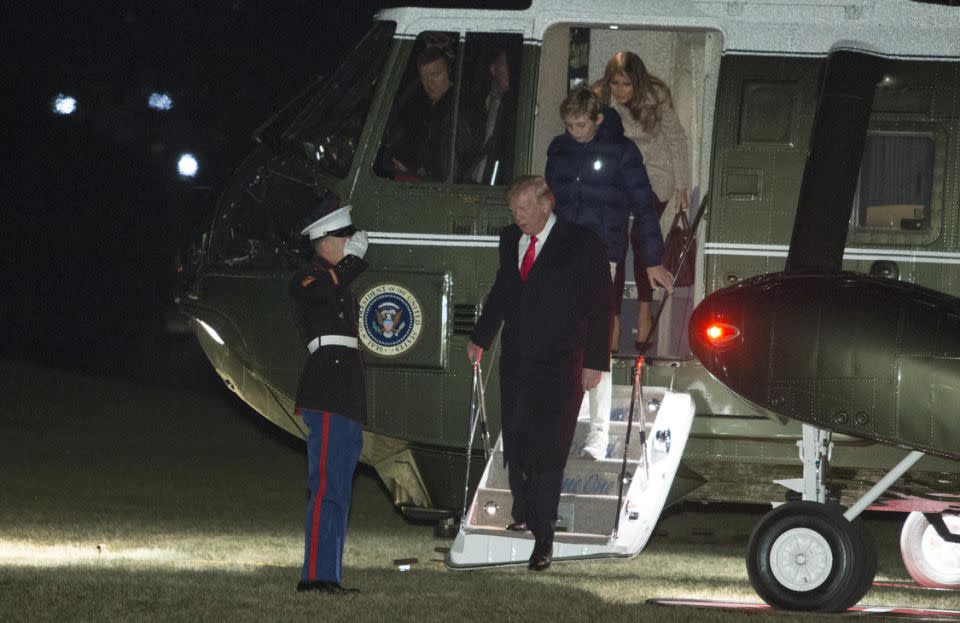 The First Lady certainly didn't go for comfort when she flew. Photo: Getty Images