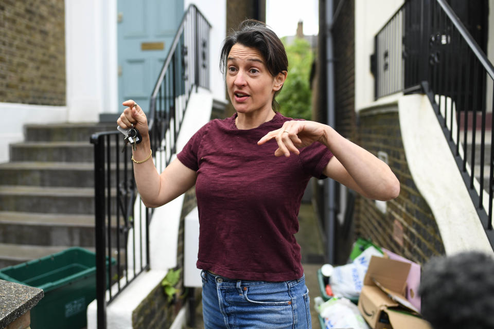 LONDON, ENGLAND - MAY 24: Mary Wakefield, wife of Dominic Cummings, is seen outside their home on May 24, 2020 in London, England. On March 31st 2020 Downing Street confirmed to journalists that Dominic Cummings was self-isolating with COVID-19 symptoms at his home in North London. Durham police have confirmed that he was actually hundreds of miles away at his parent's house in the city. (Photo by Peter Summers/Getty Images)