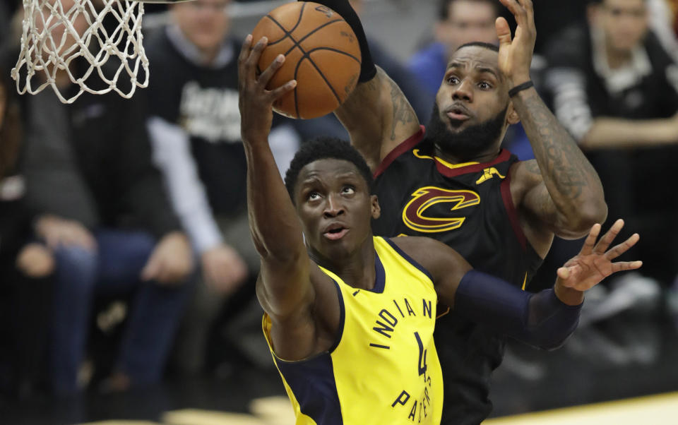 Victor Oladipo nearly brought the Pacers back in Game 2, but Indiana couldn’t get over the hump after LeBron James’ first-quarter barrage. (AP)
