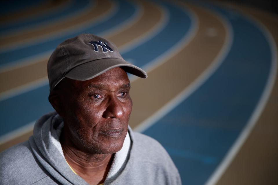 Track coach Bobby Kersee poses for a portrait.