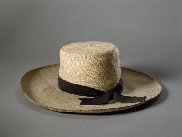 A straw hat worn by Napoleon during his exile on the island of St. Helena