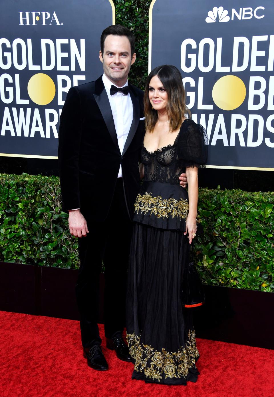 Bill Hader and Rachel Bilson attend the 77th Annual Golden Globe Awards.