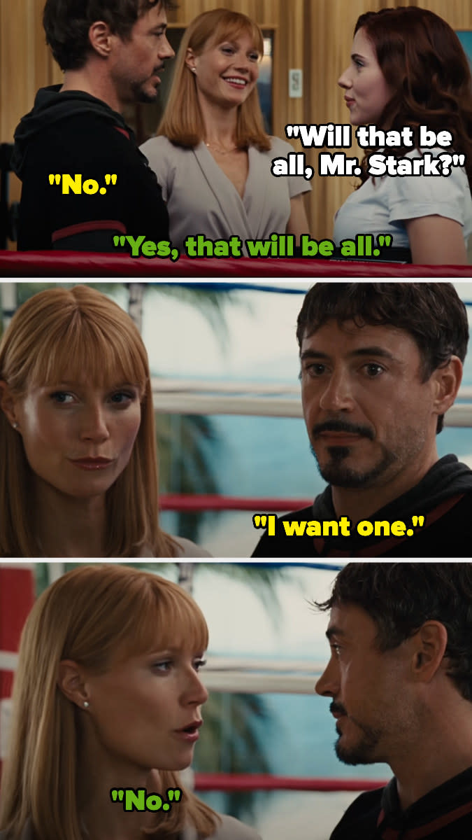 tony stark saying that he wants some of black widow