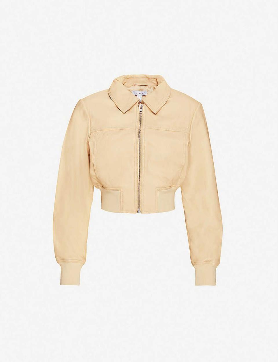 Topshop's cropped leather bomber