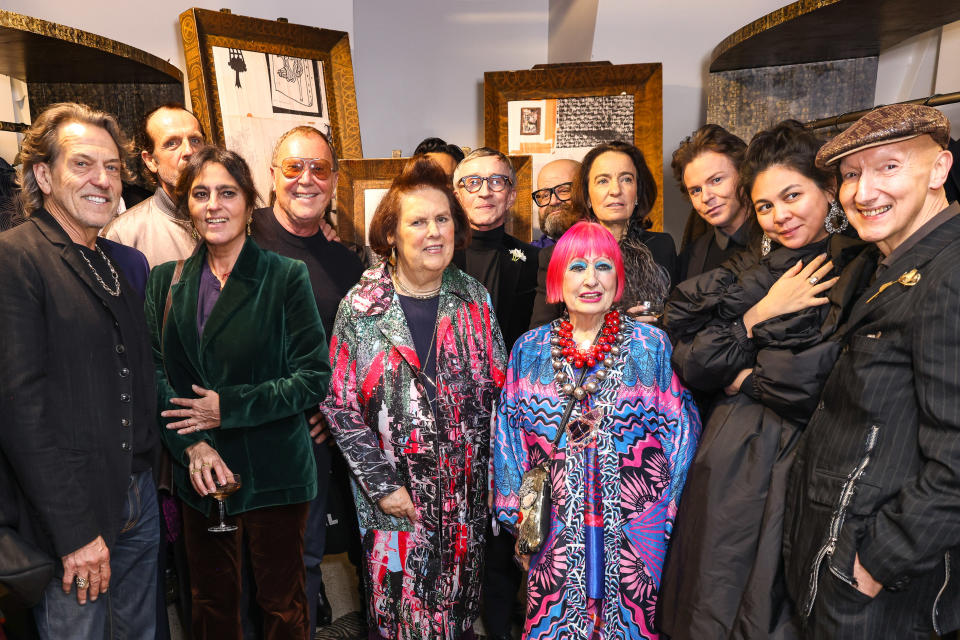 Michele Lamy, Stephen Webster, Andreas Kronthaler, Solange Azagury-Partridge, Michael Kors, Suzy Menkes, Jasper Conran, Dame Zandra Rhodes, Laudomia Pucci, Christopher Kane, Simone Rocha and Designer Stephen Jones attend Suzy Menkes' 80th Birthday Dinner at Dover Street Market in London.

Photo Credit: Dave Benett.