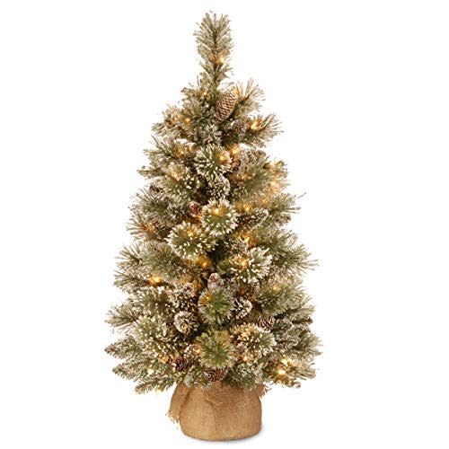 8) 3' Glittery Bristle Pine Tree