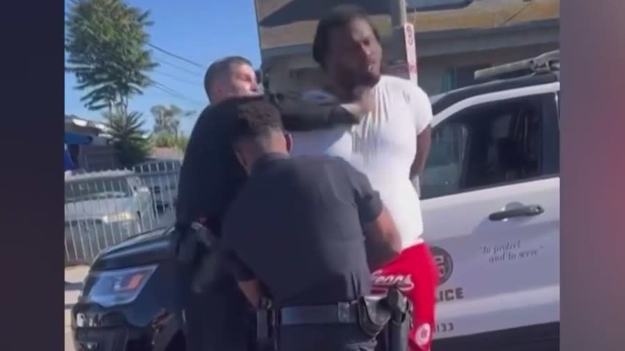 Los Angeles police officer punches man in the face