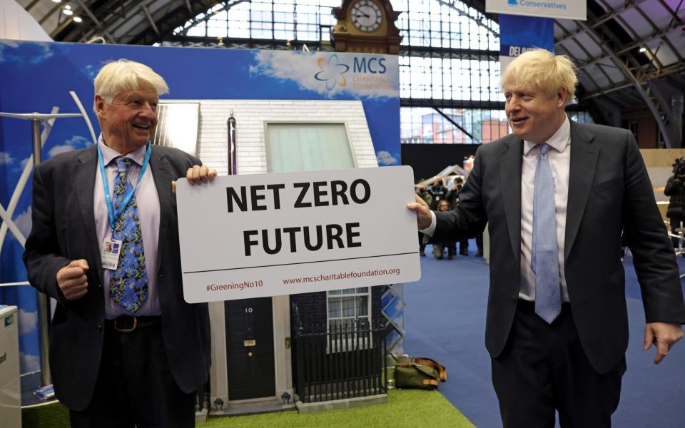 At the 2021 Conservative Party Conference, then prime minister Boris Johnson meets his father Stanley - Andrew Parsons CCHQ / Parsons Media