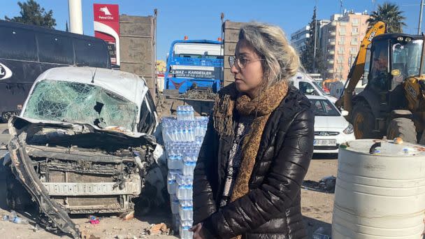 PHOTO: ABC News' Ibtissem Guenfoud reports from Turkey in the wake of a 7.8 magnitude earthquake. (ABC News)